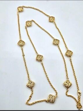 Kendra Scott Retired Namera Gold Logo Long Necklace 20” drop